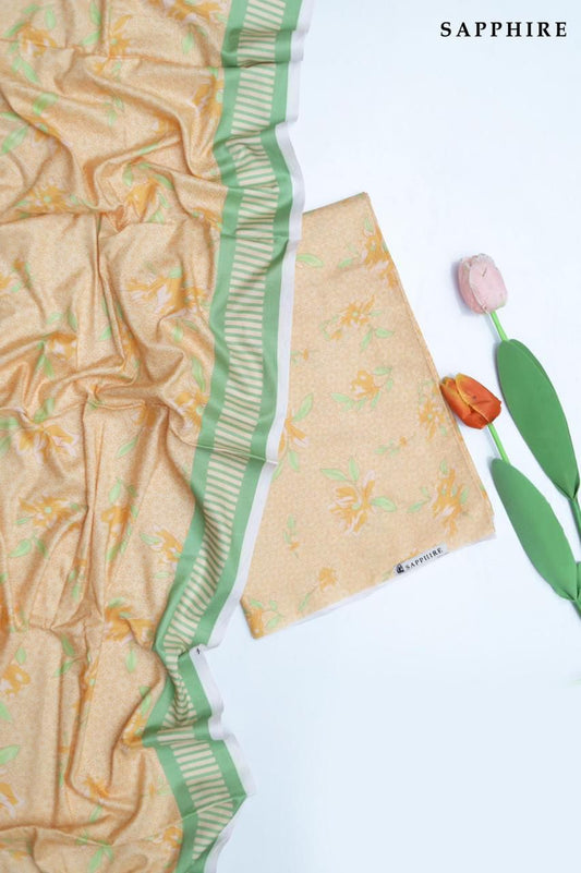 Presented 3 Piece Unstiched Luxury Digital Printed on linen fabric By SAPPHIRE D-297